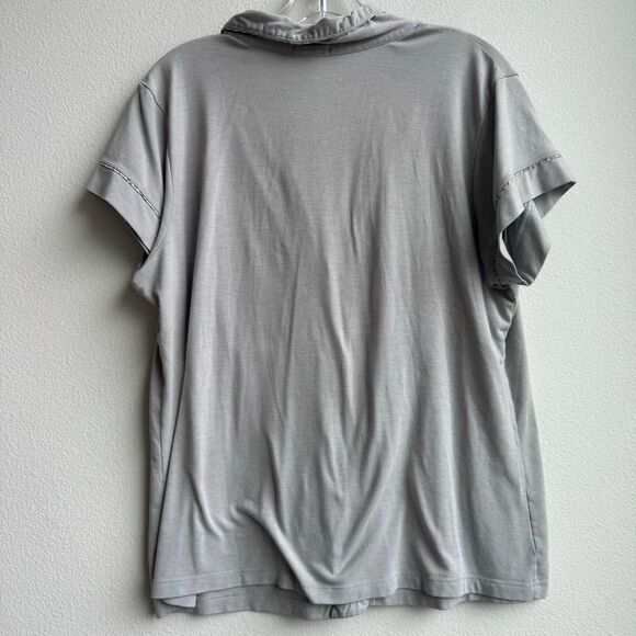 Eberjey Gray Floral Trim Button Down Short Sleeve Pajama Set Size Small? Medium? - Picture 6 of 11